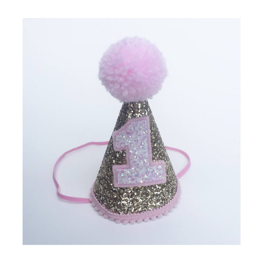 Gold and pink cone hat