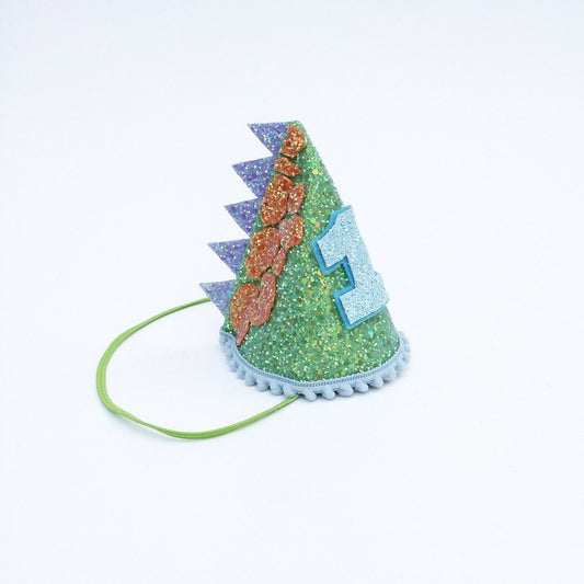 Pastel Green Dinosaur cone hat