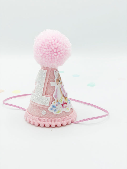 Flopsy Bunny baby pink cone hat