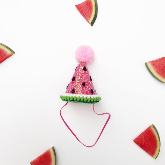 Pink Watermelon theme cone hat