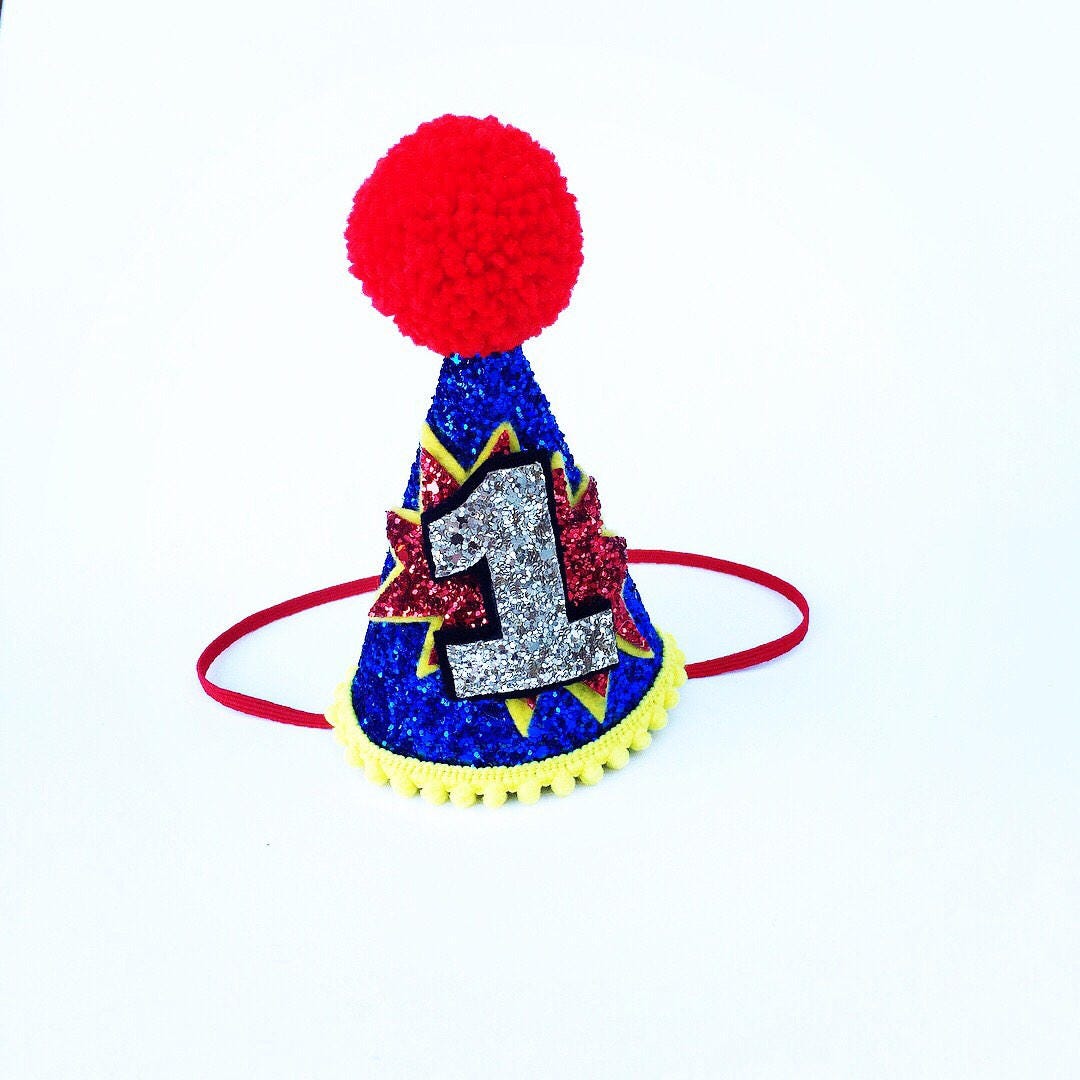 Red and blue cone hat