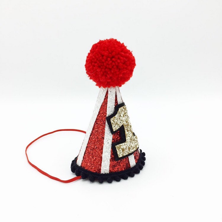 Circus theme red and white cone hat