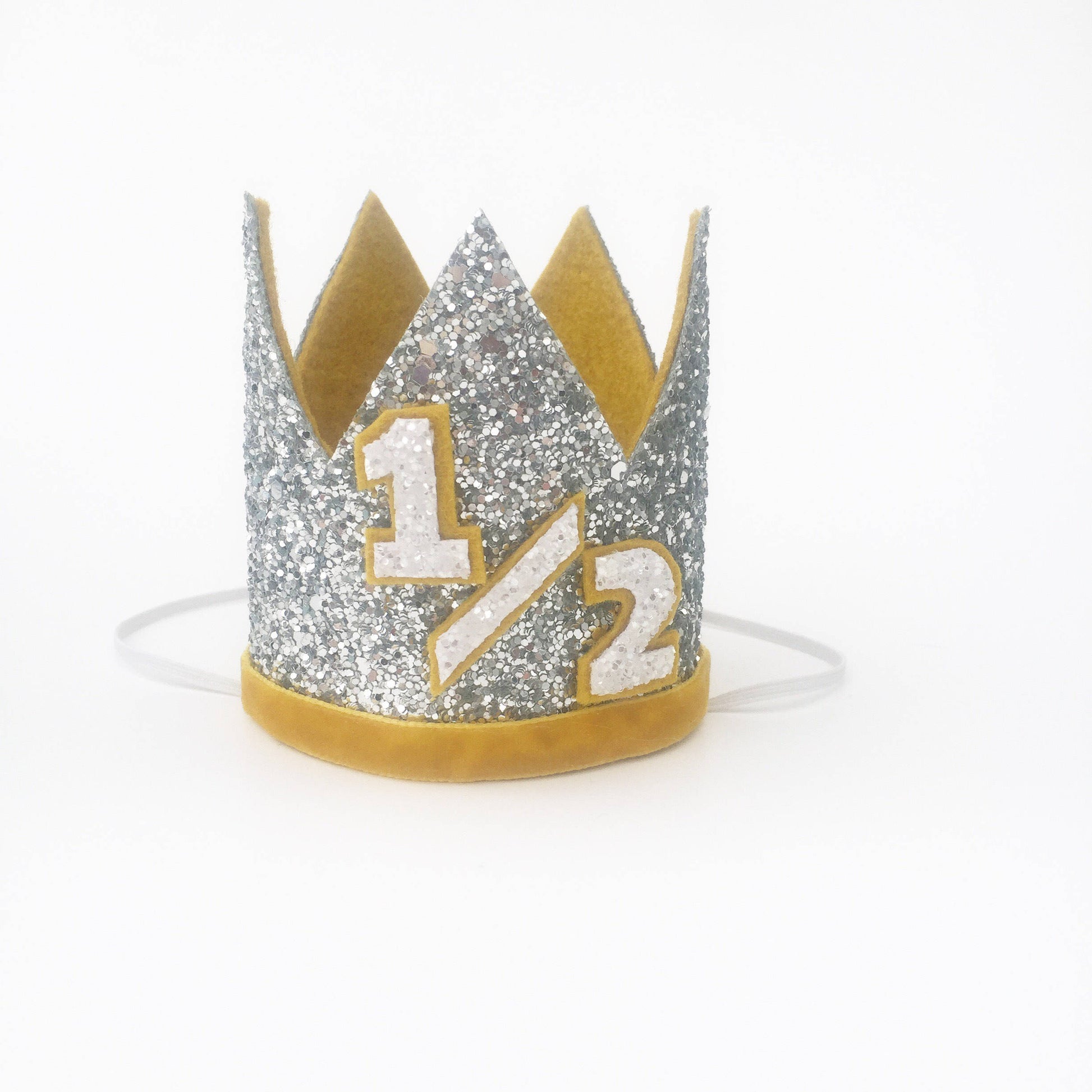Silver glitter crown with mustard felt