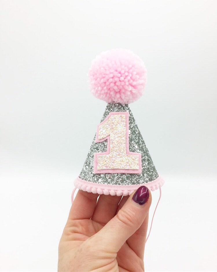 Silver and pink cone hat