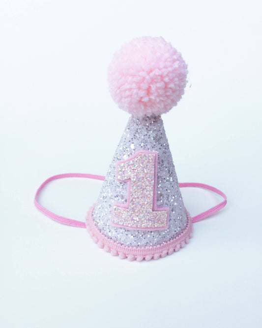 White and pink cone hat