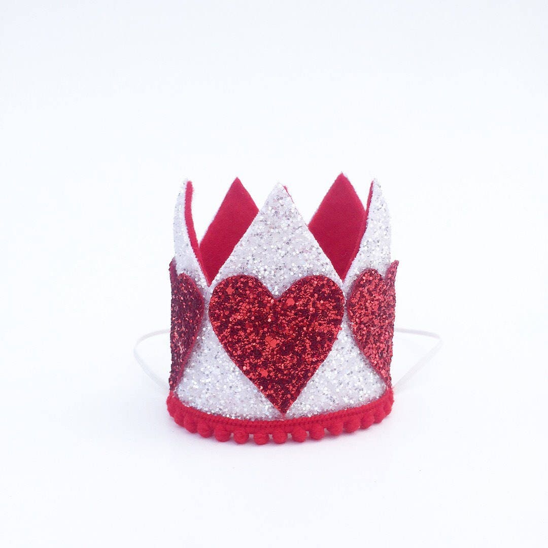 White and red Valentine's crown with love hearts